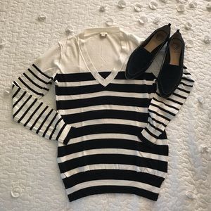 J Crew Stripped V Neck Sweater
